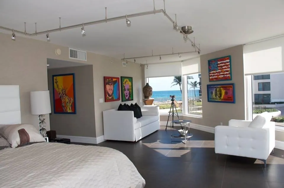 Modern bedroom with crisp white walls